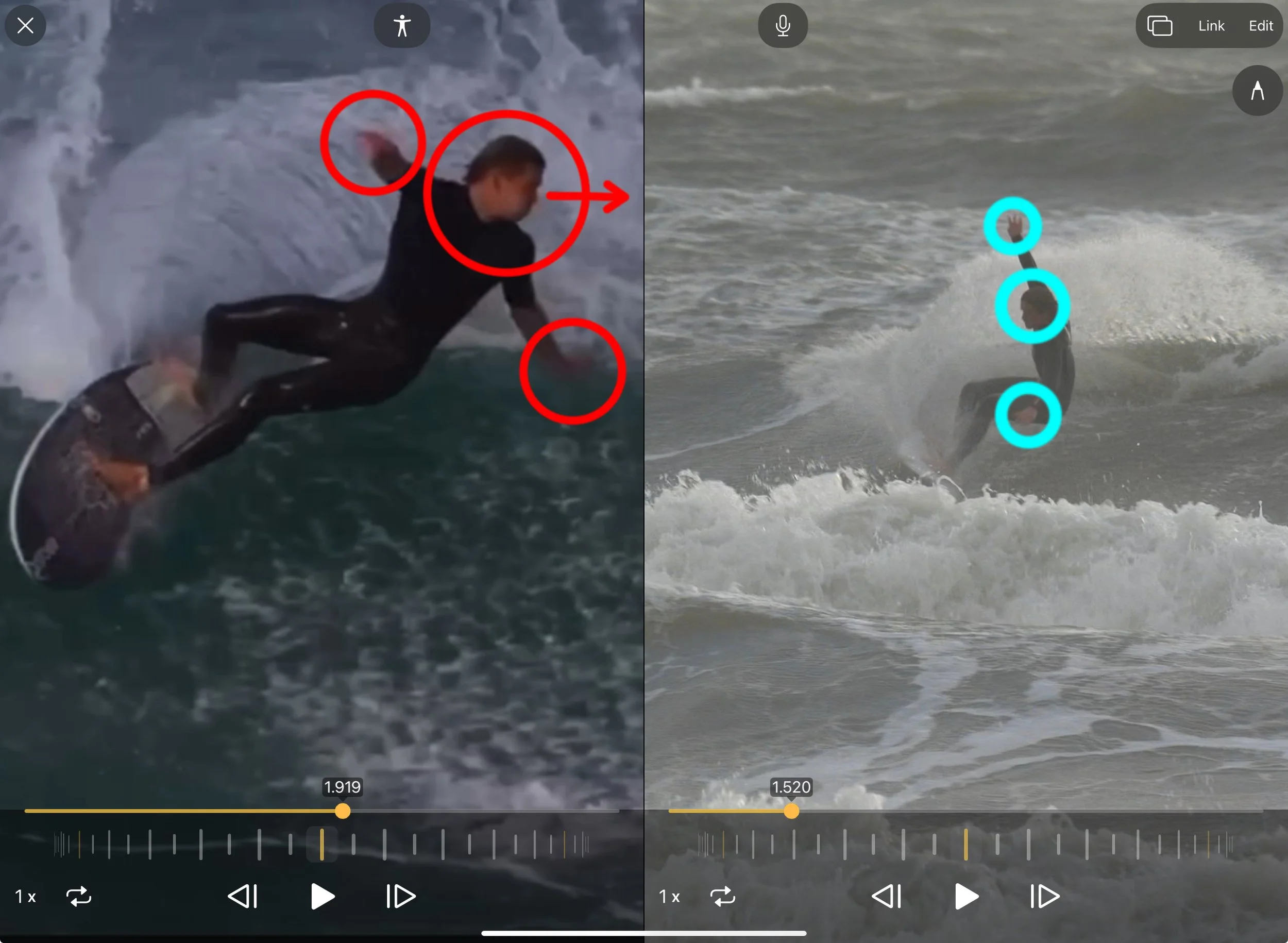 A surfer filming themselves for a remote personal video analysis